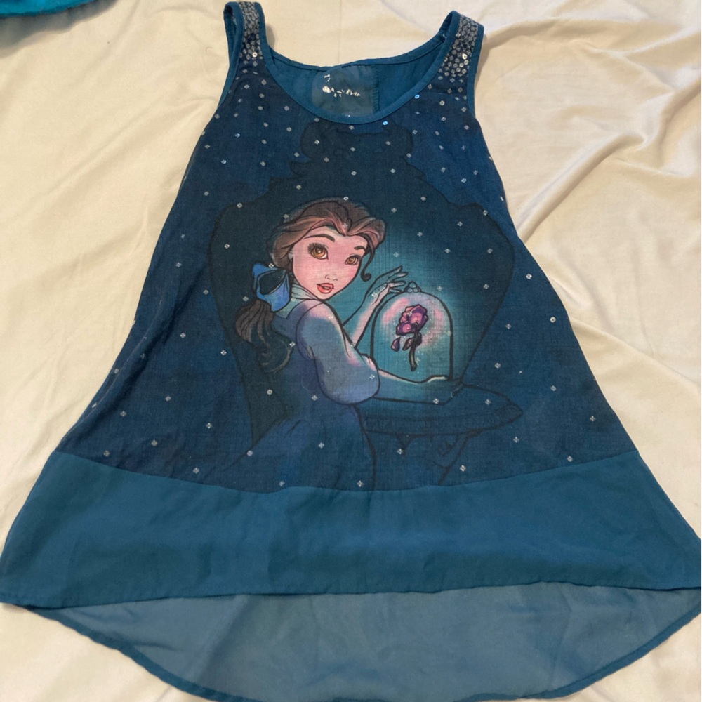 Disney Art of Belle/Beauty and the Beast Sequin Hilo Tank Top Size L